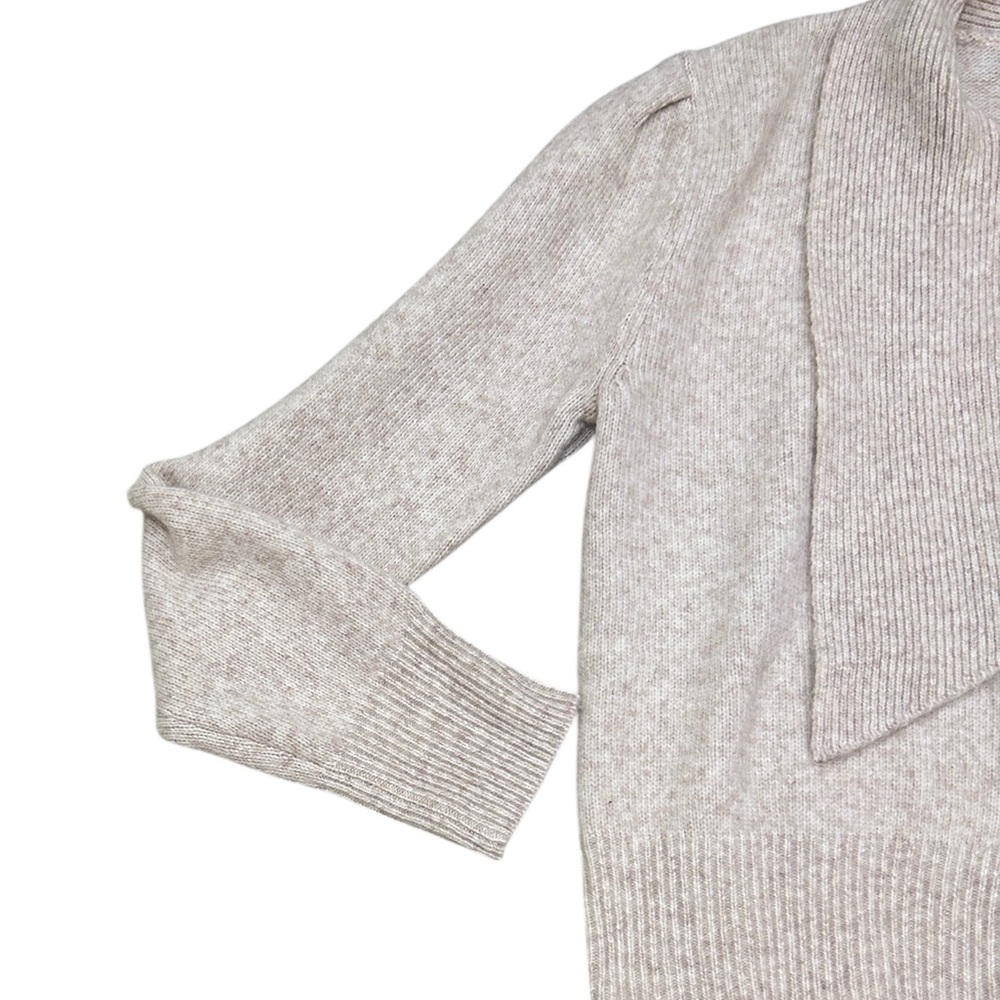 NWT FRNCH Paris perline creme knit button wool Cardigan Scarf puff sleeve medium - Picture 6 of 11